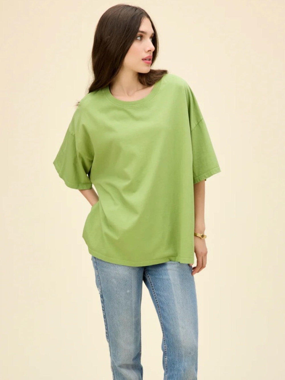 Daydreamer Solid Oversized Green/Macha Tee OS